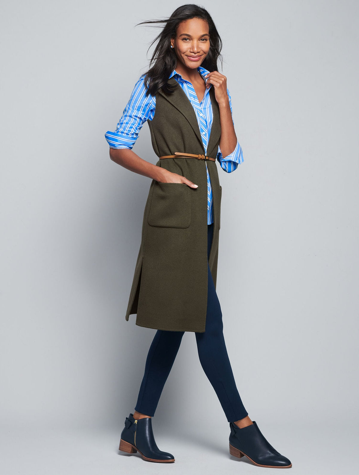 DOUBLE-FACED WOOL BLEND VEST TOPPER