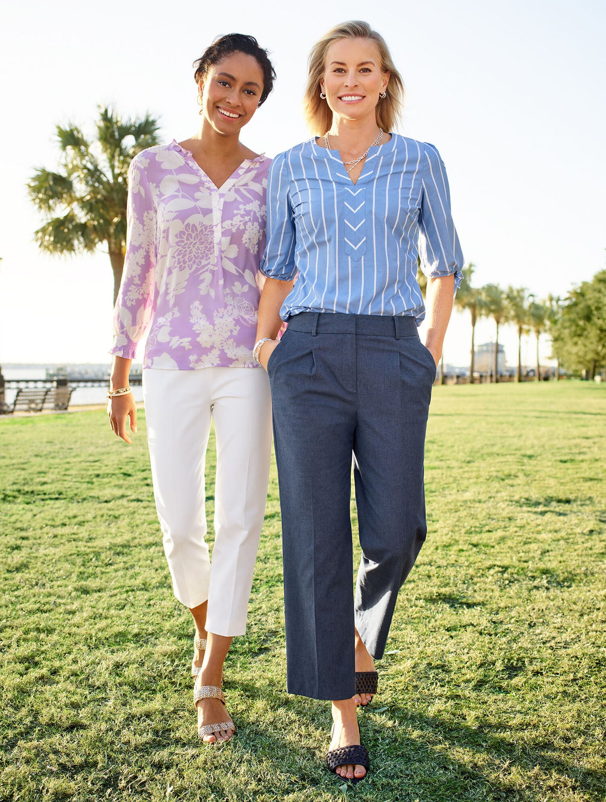 FANCY STRIPE TIE SLEEVE TOP