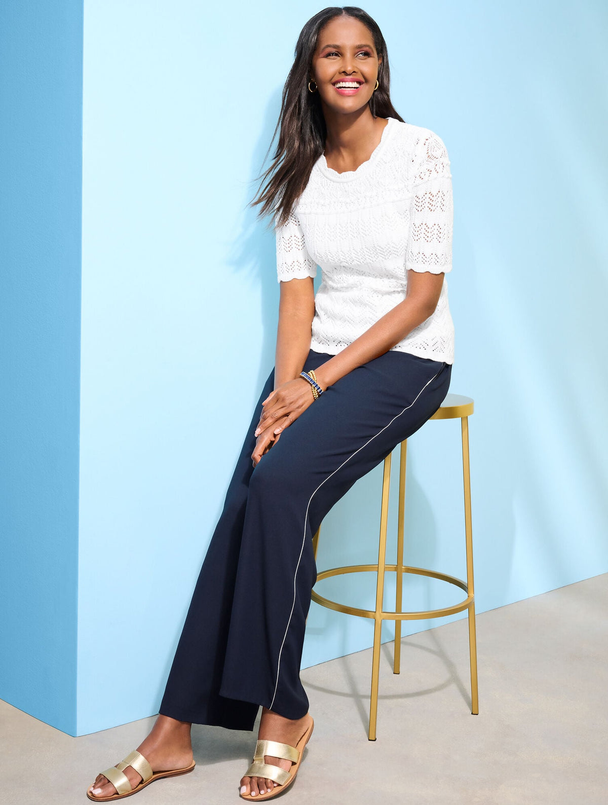 MIXED POINTELLE STITCH SWEATER