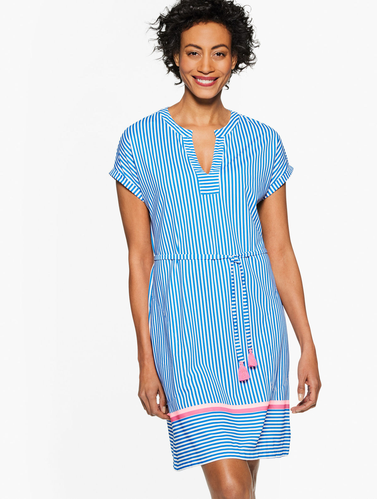 CABANA LIFE® CRYSTAL COVE TIE WAIST COVER-UP - STRIPE
