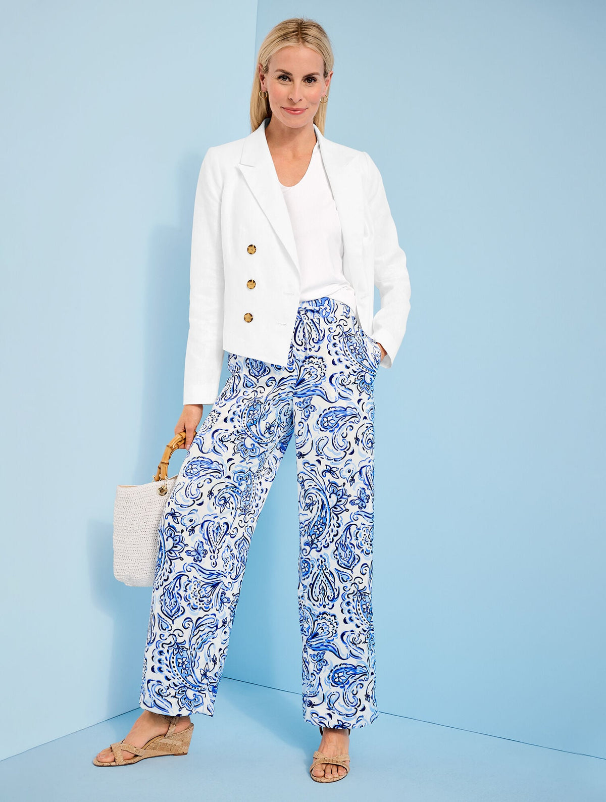 SATIN WIDE LEG PANTS - PAINTED PAISLEY