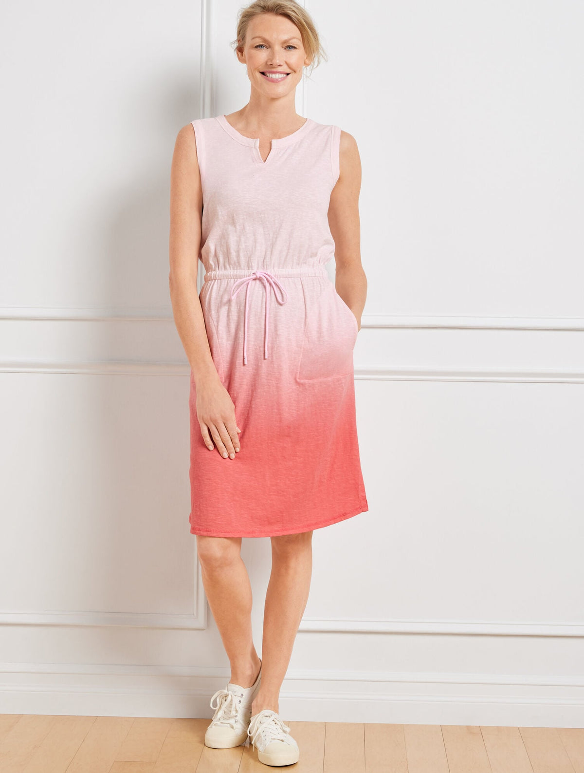 SUPERSOFT SLUB DRAWSTRING WAIST DRESS - DIP DYE