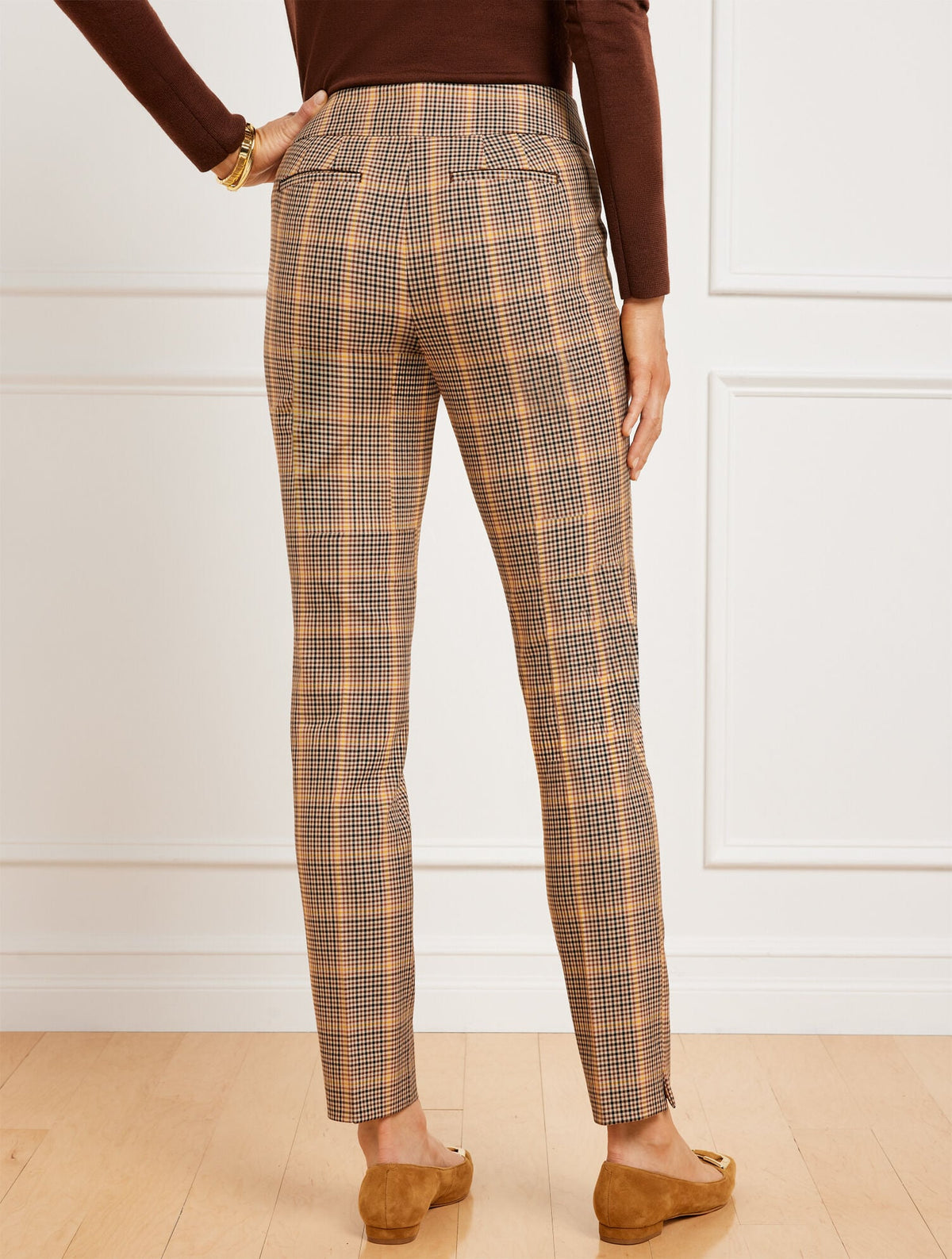 TALBOTS CHATHAM SLIM ANKLE PANTS - HAYSTACK PLAID