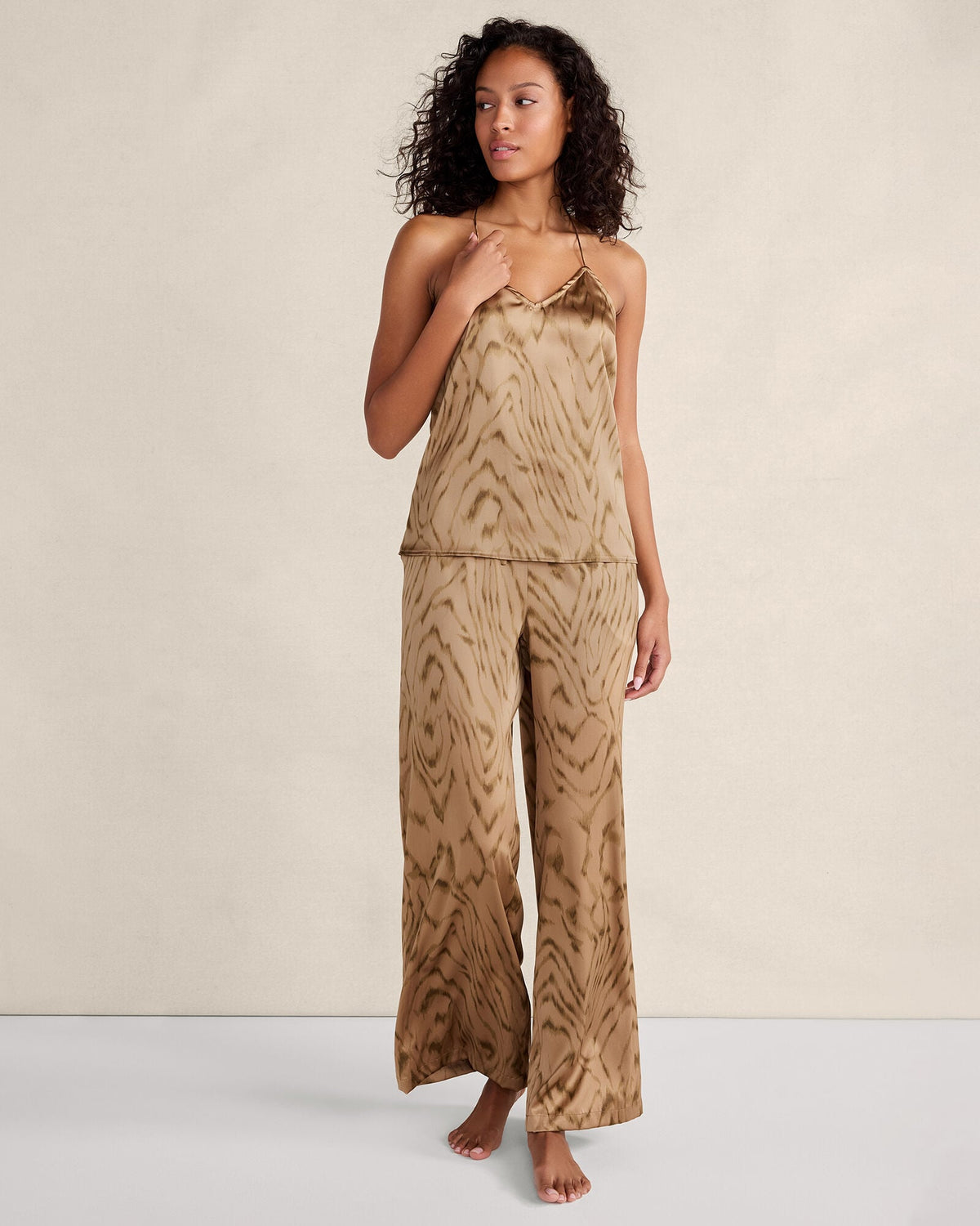 WASHABLE SILK FAUX BOIS PRINT CAMISOLE
