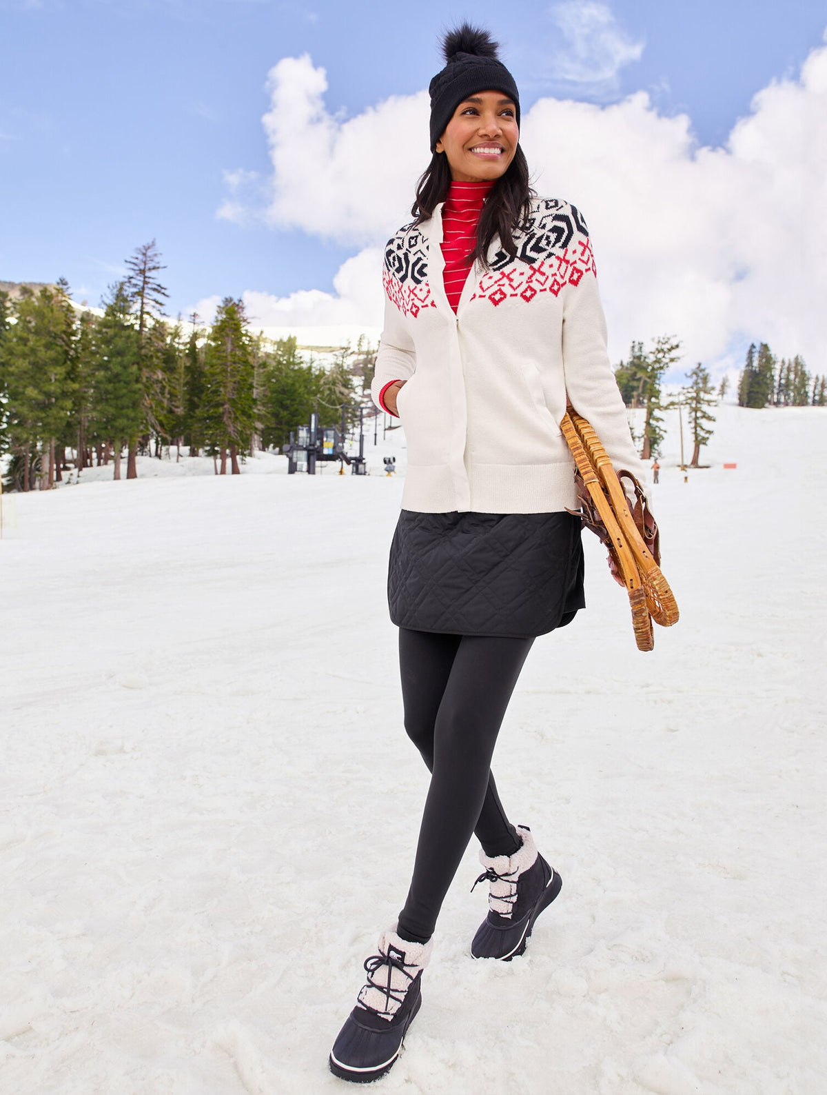 SNAP FRONT SWEATER JACKET - WINTERY GEO