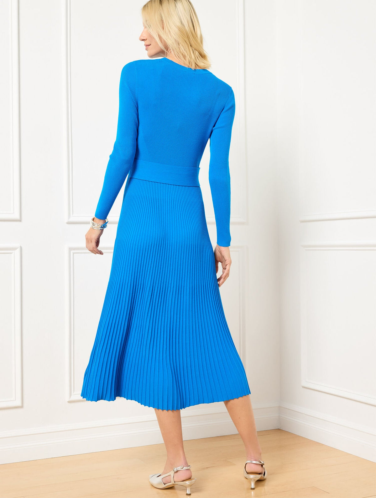 TWIST FRONT RIBBED SWEATER DRESS