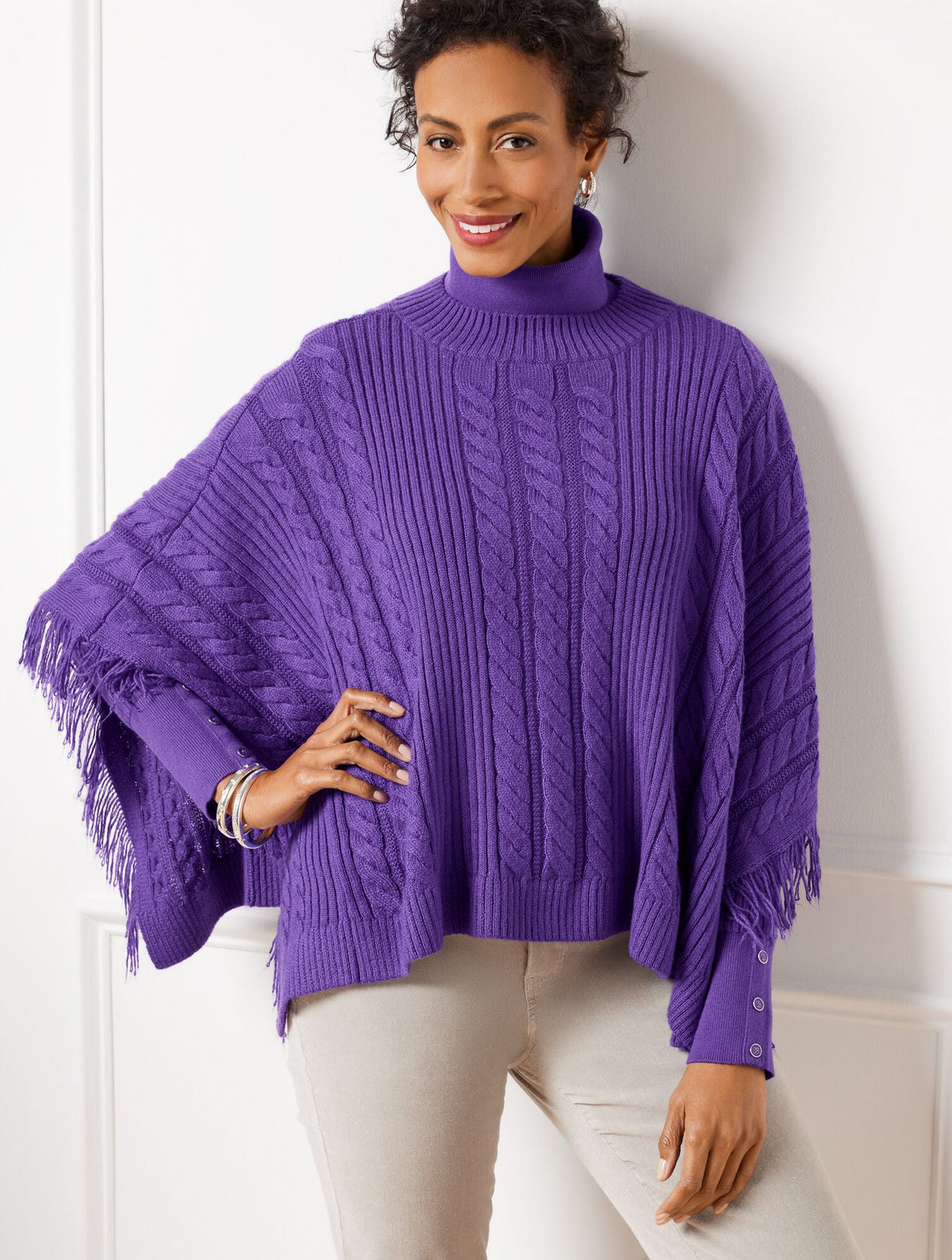 CABLE KNIT PONCHO