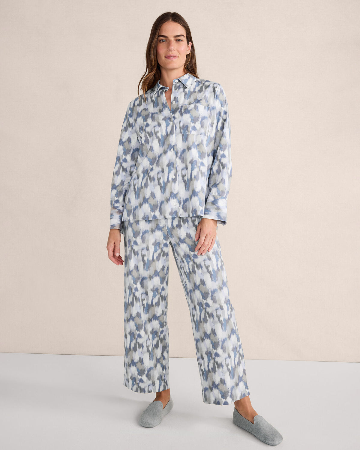ORGANIC COTTON BRUSHSTROKE PAJAMA TOP