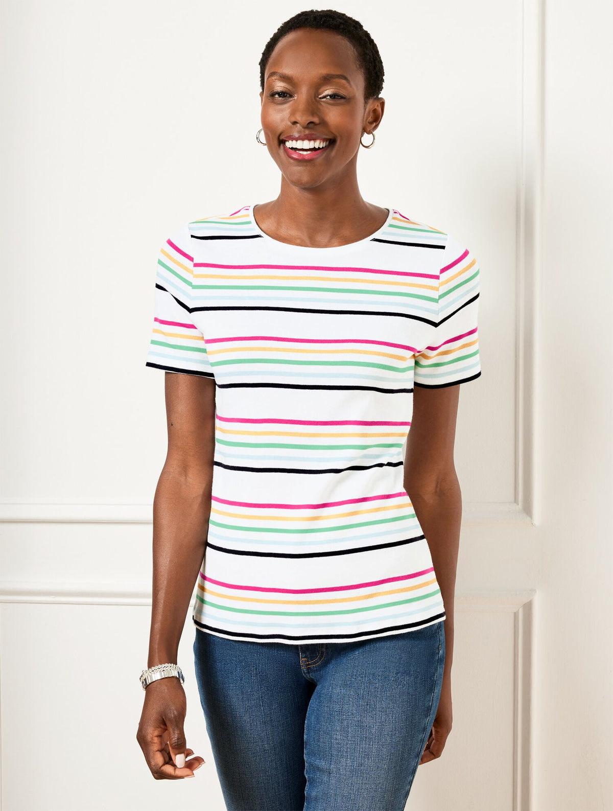 CREWNECK TEE - MAGNOLIA STRIPE