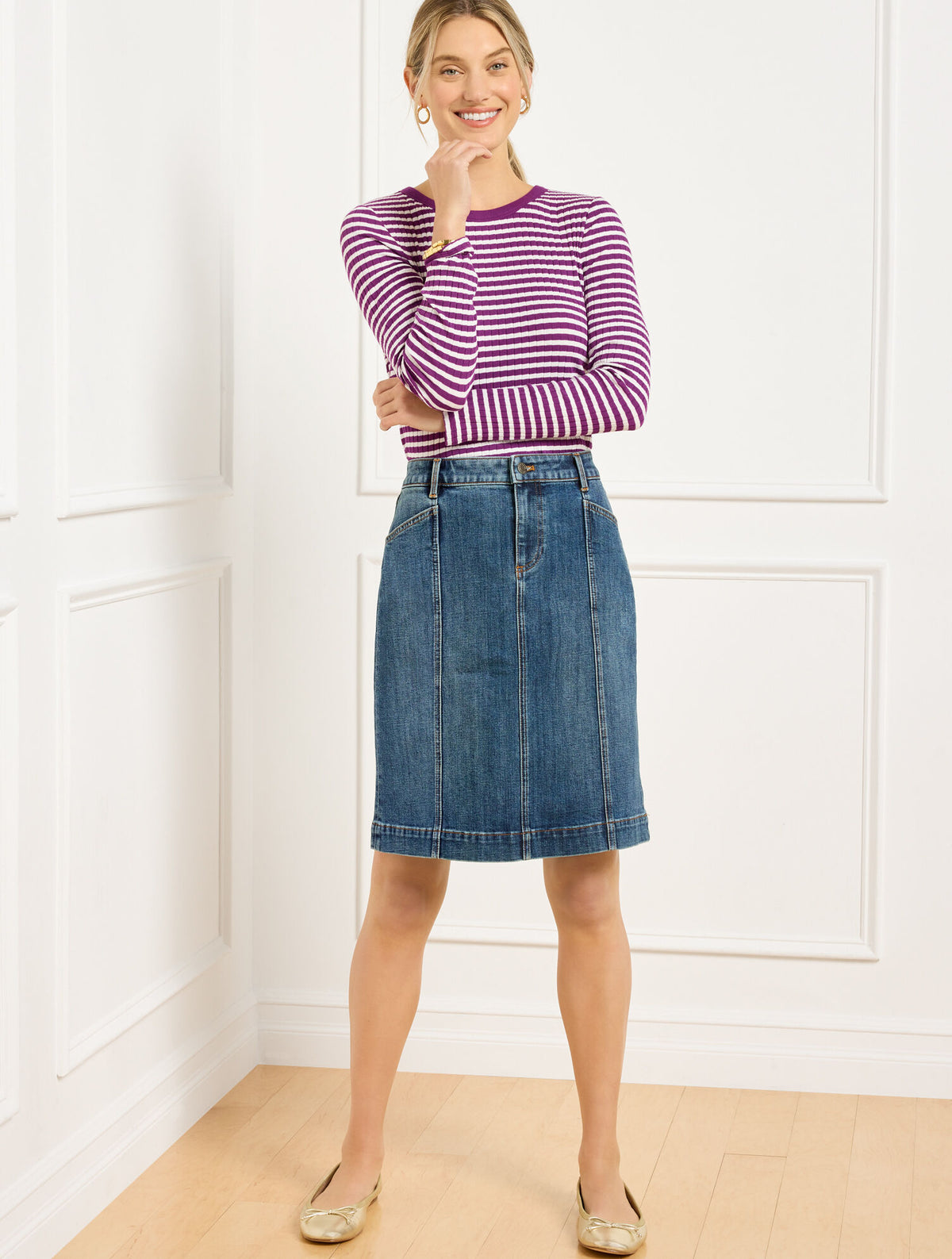 DENIM A-LINE SKIRT - MONTAUK WASH