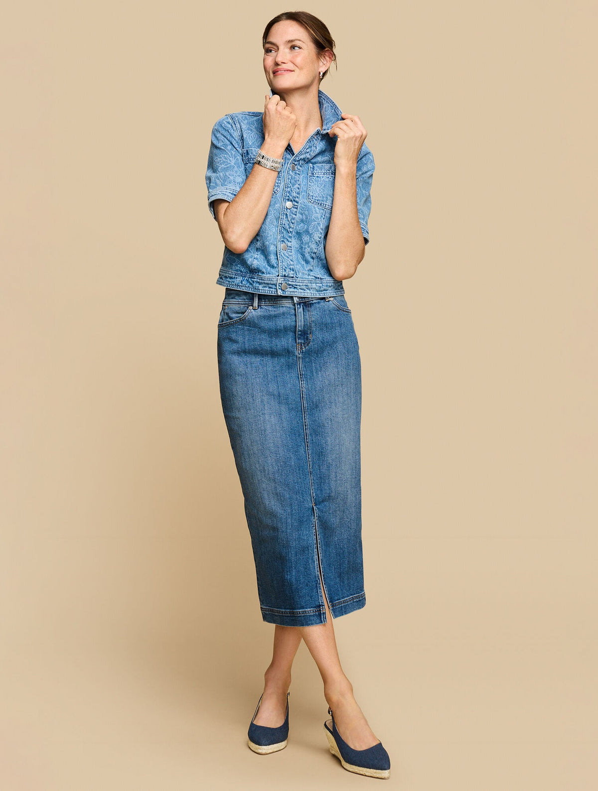 DENIM MIDI SKIRT - TIDAL WASH