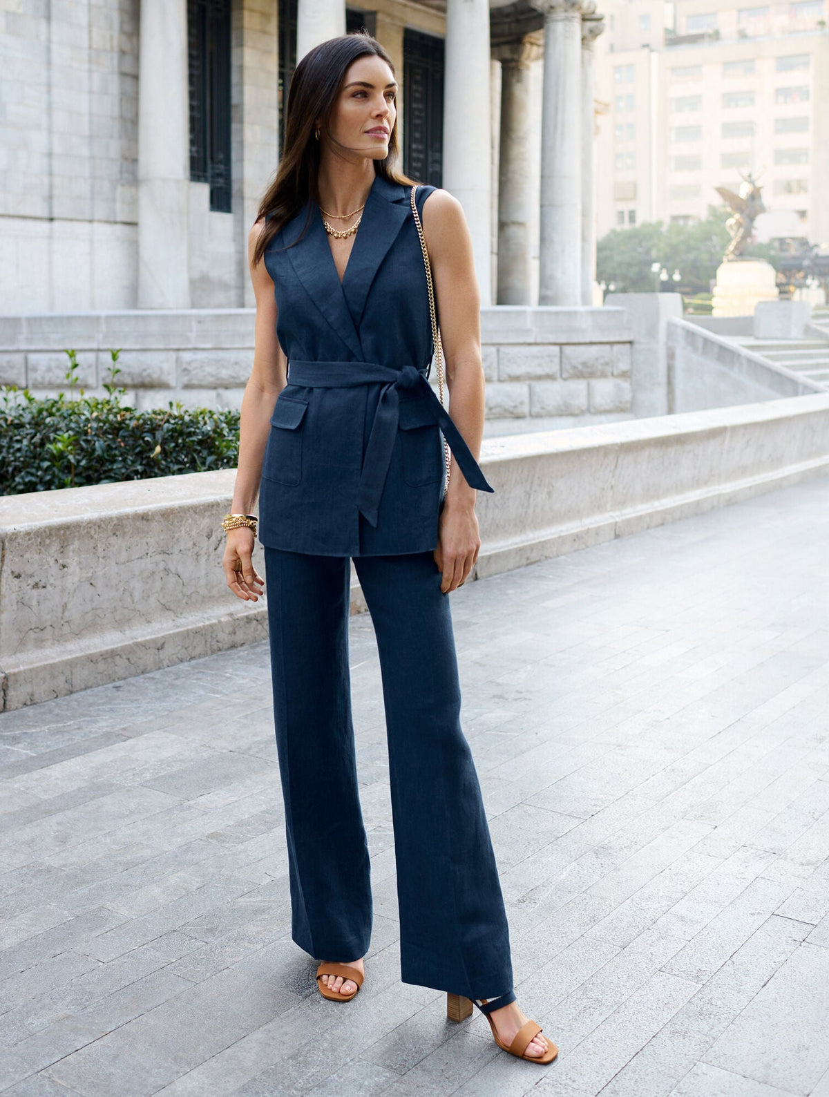 TIE WAIST LINEN VEST