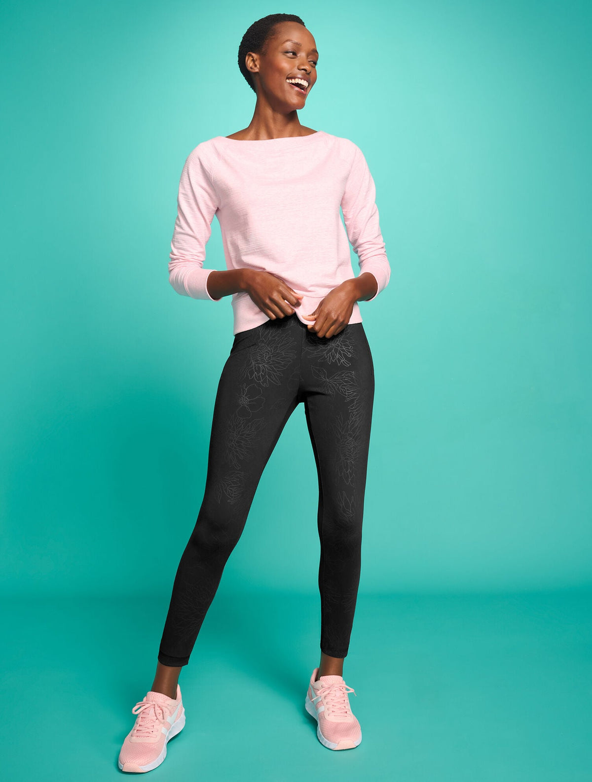 OUT & ABOUT LEGGINGS - EMBOSSED FLORAL