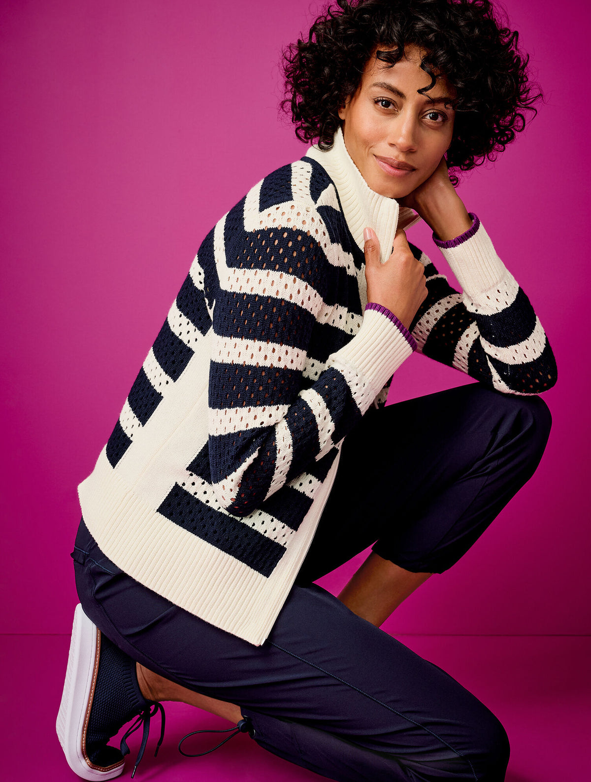 COOLMAX® FULL ZIP SWEATER JACKET - STRIPE