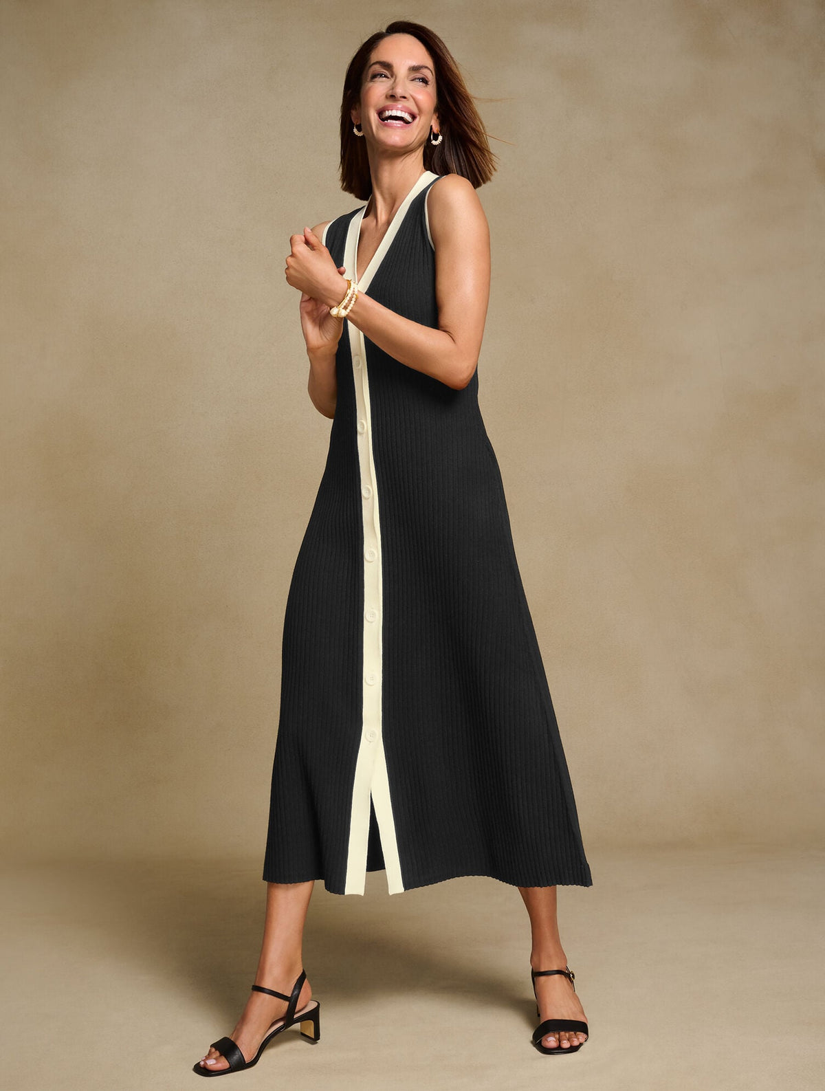 SLEEVELESS MIDI SWEATER DRESS