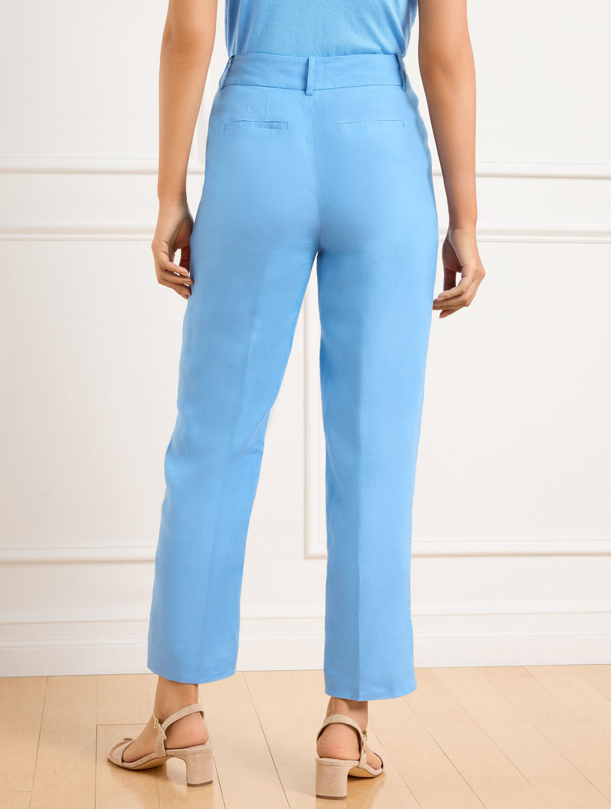 STRAIGHT ANKLE LEG LINEN PANTS