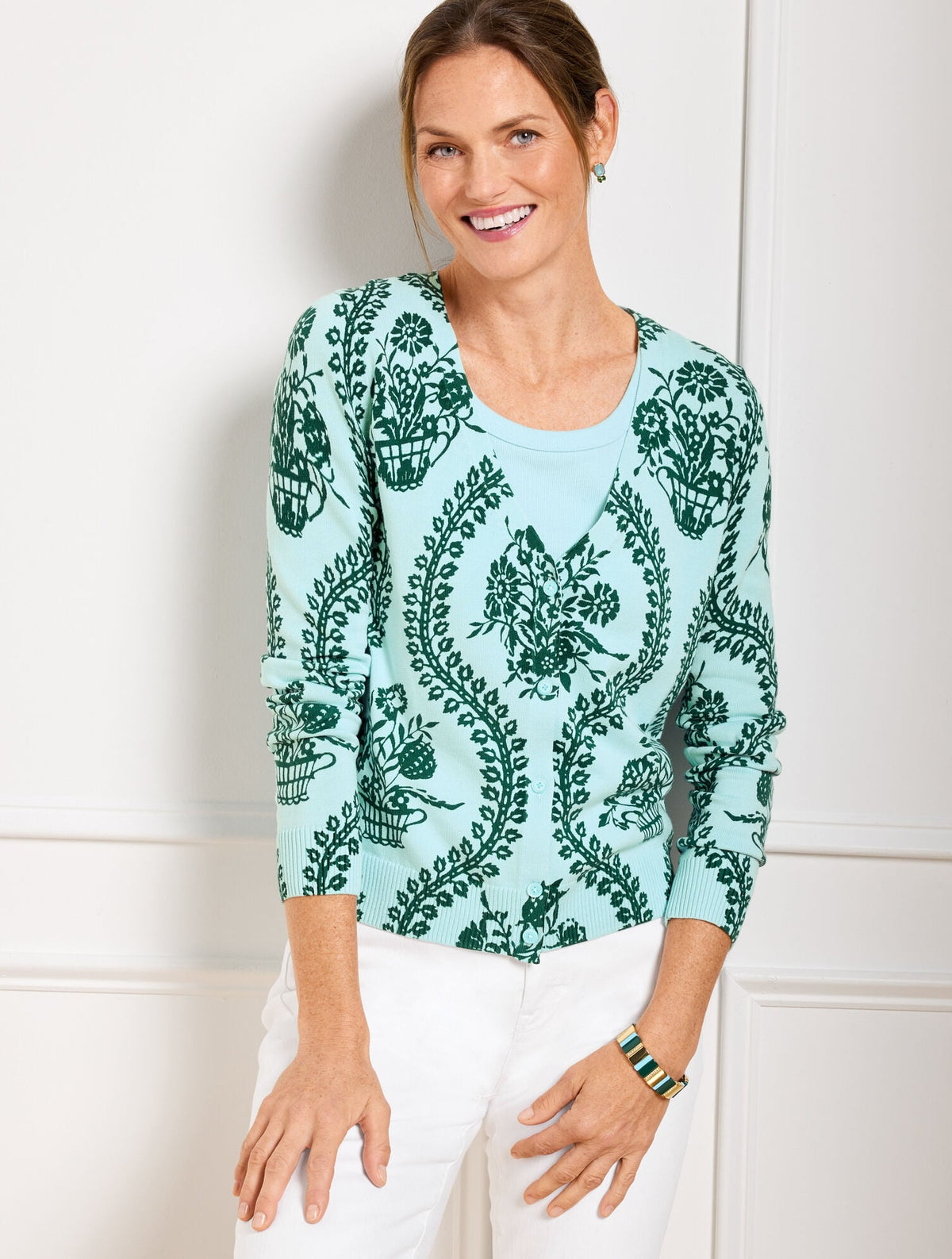 V-NECK CARDIGAN - FLOWING FLORAL
