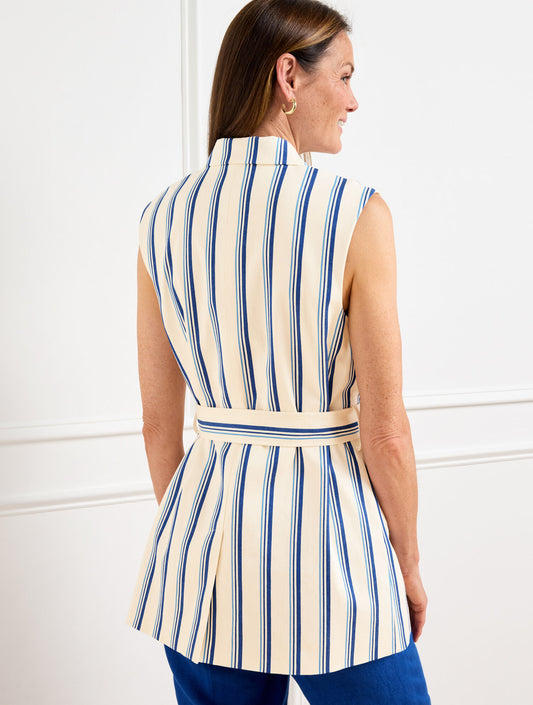 BELTED VEST - BEACH STRIPE