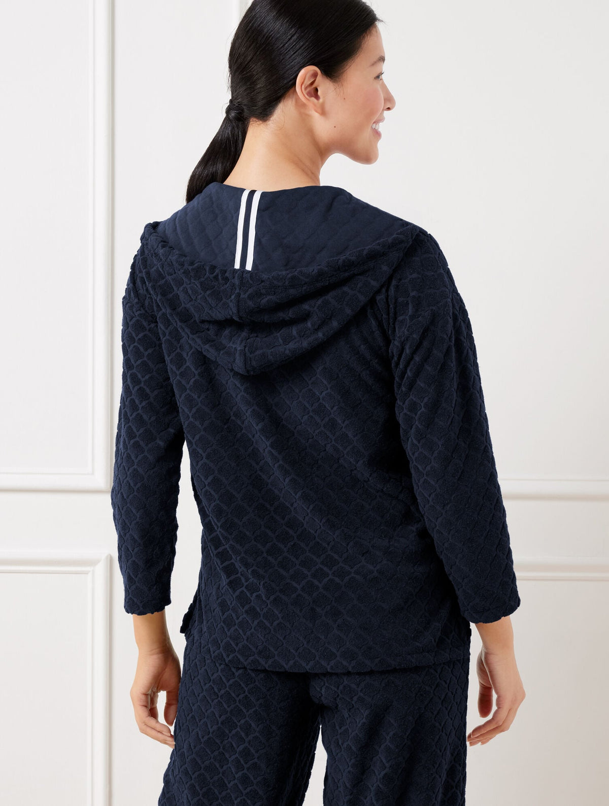 TOWEL TERRY HOODED PULLOVER - SEASHELL