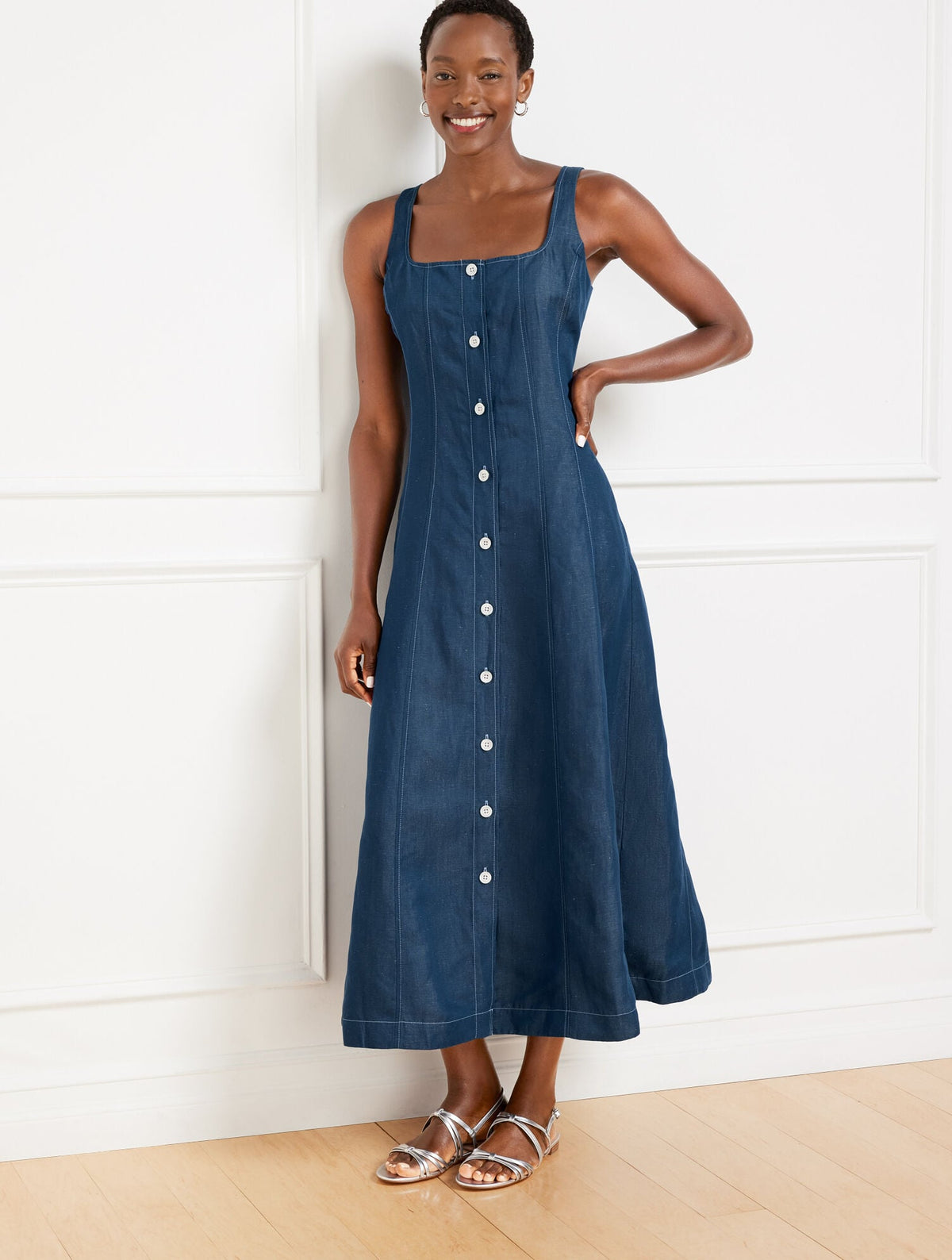 SEAM DETAIL FIT & FLARE DRESS