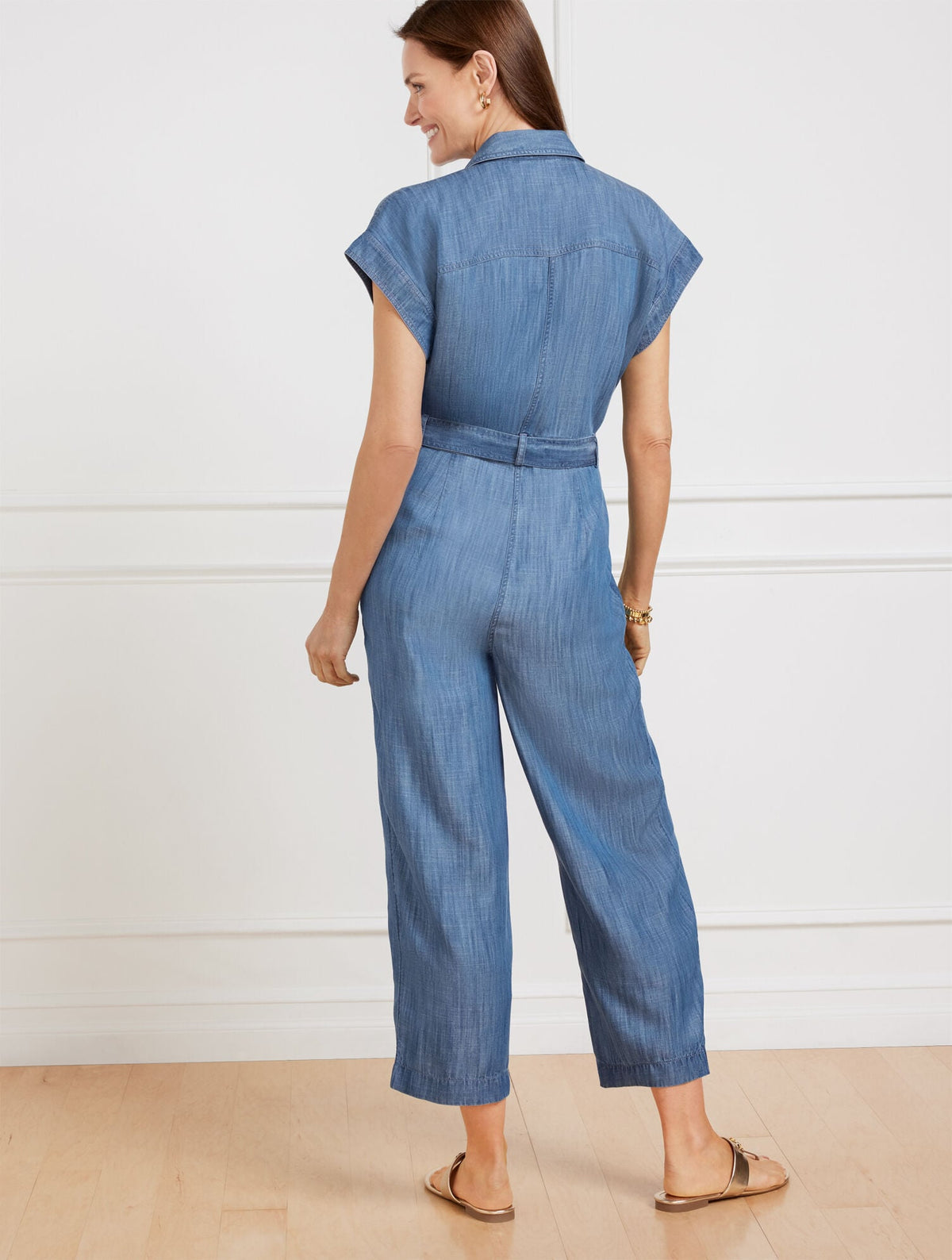 DENIM TIE WAIST JUMPSUIT - SIESTA WASH