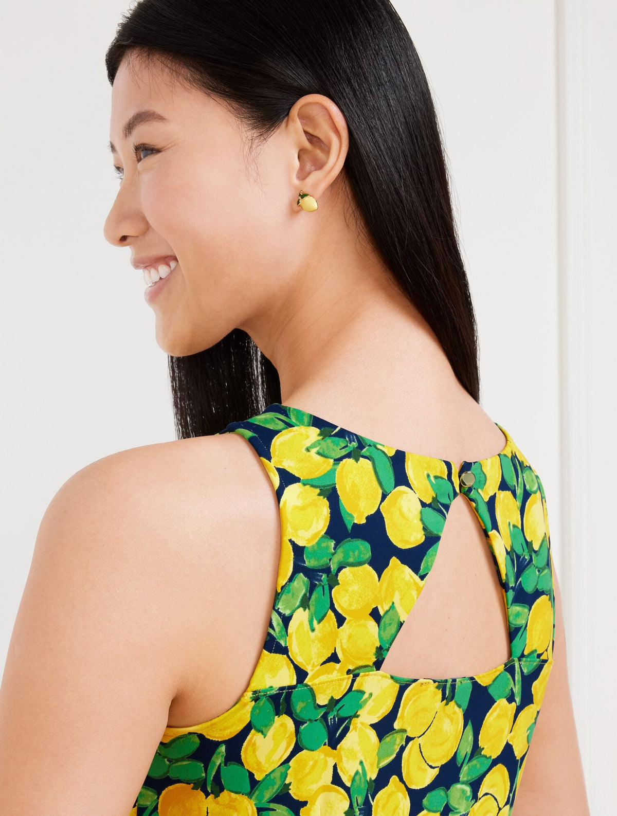EFFORTLESS JERSEY SLEEVELESS SHIFT DRESS - LEMON BUNCHES