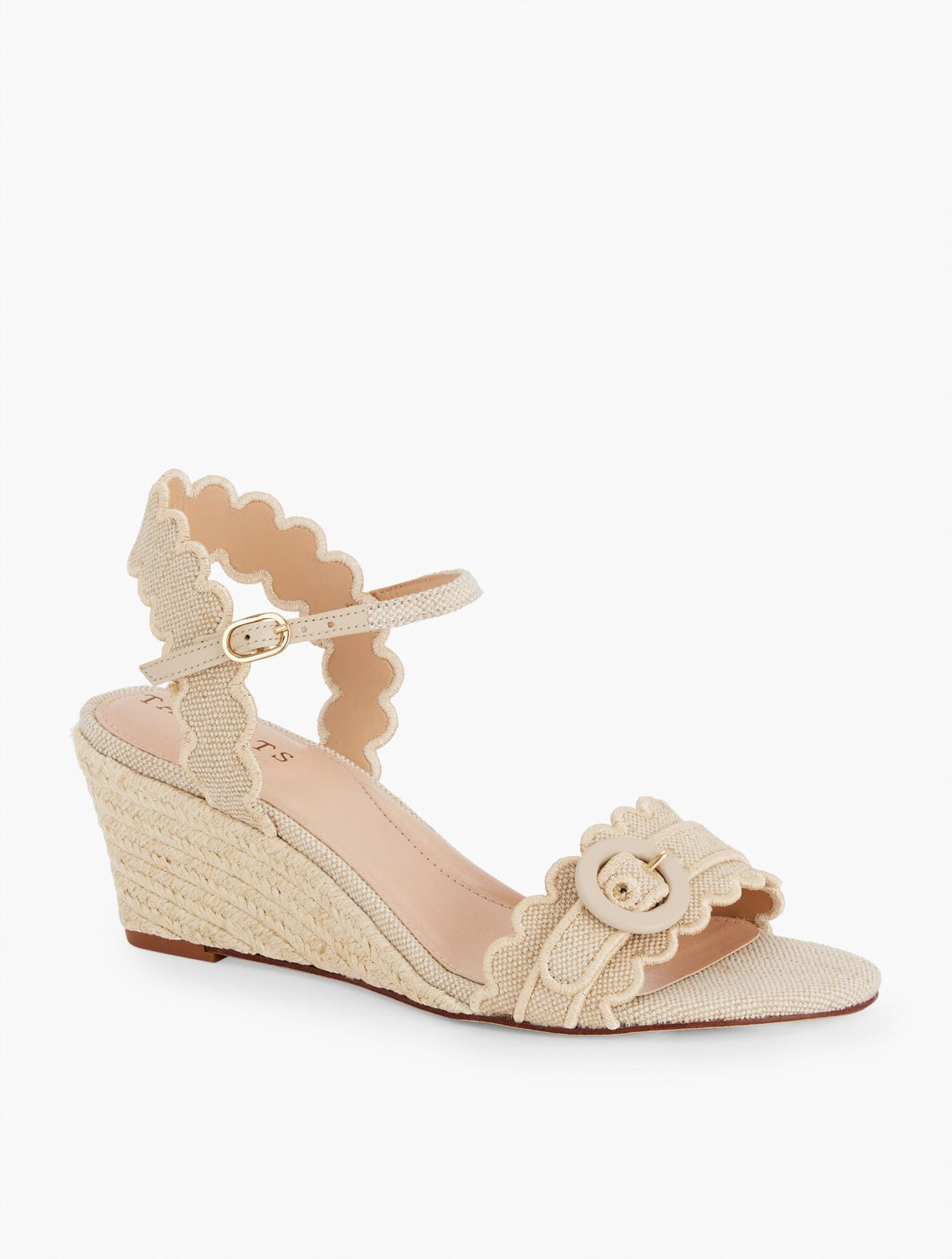 ROYCE METALLIC SCALLOPED WEDGE SANDALS