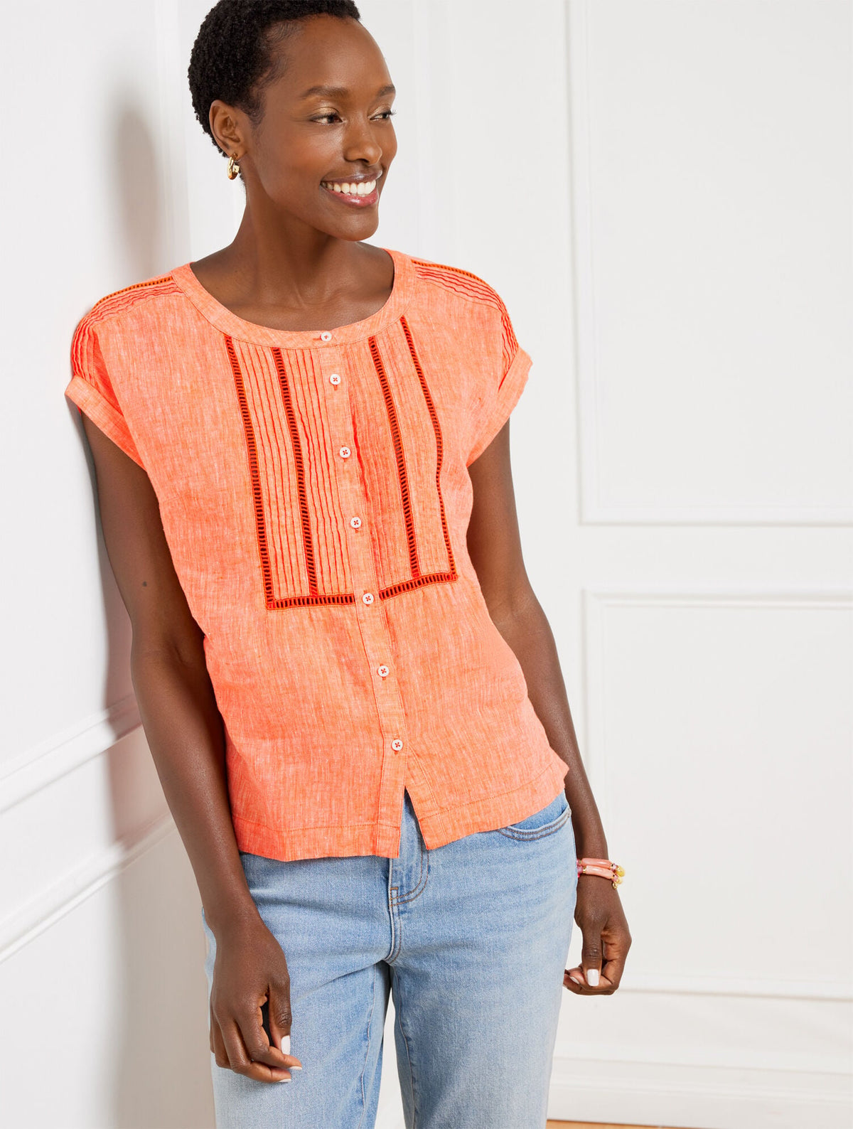 PINTUCK LINEN TOP