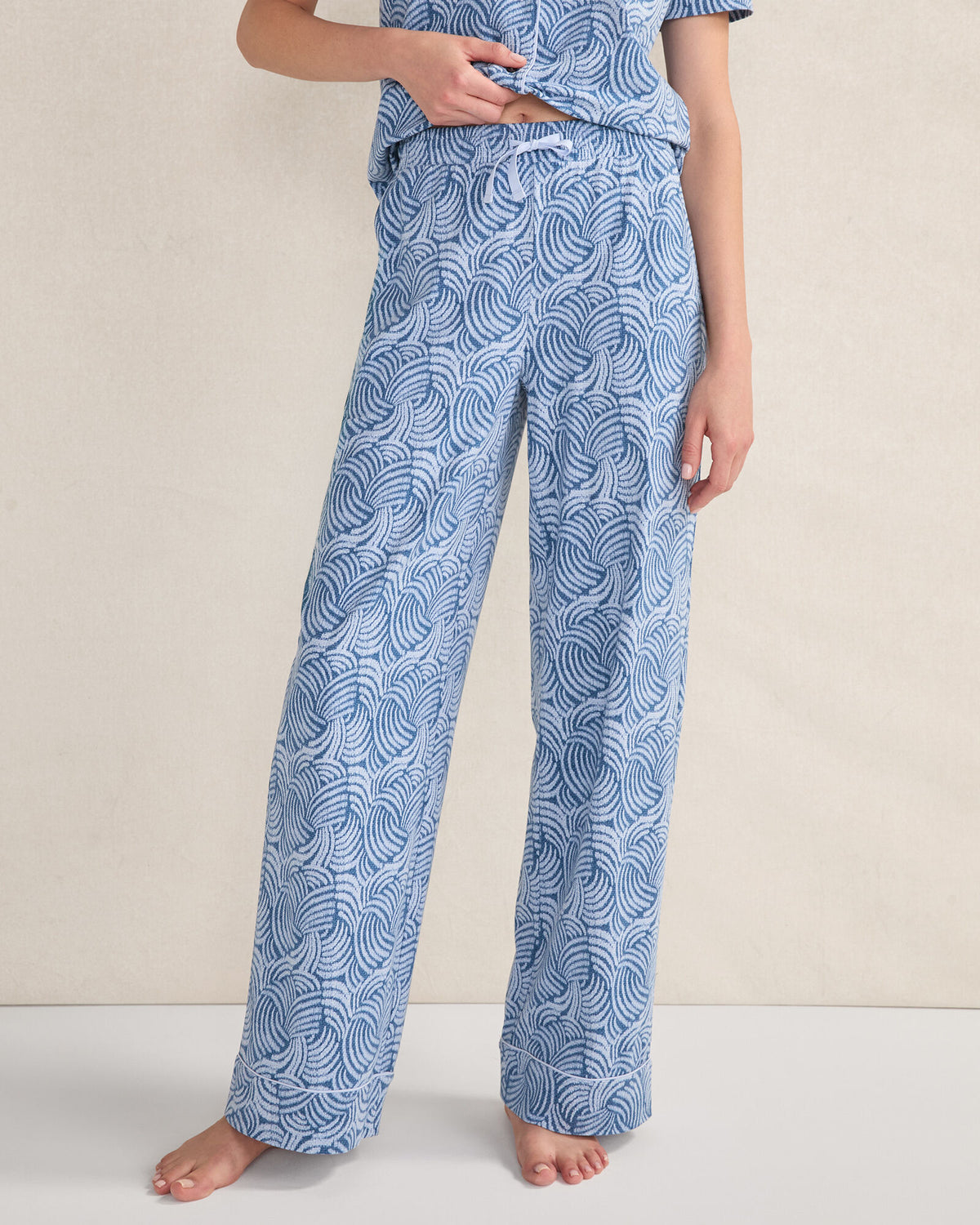 ORGANIC COTTON JERSEY ABSTRACT WAVE SLEEP SET