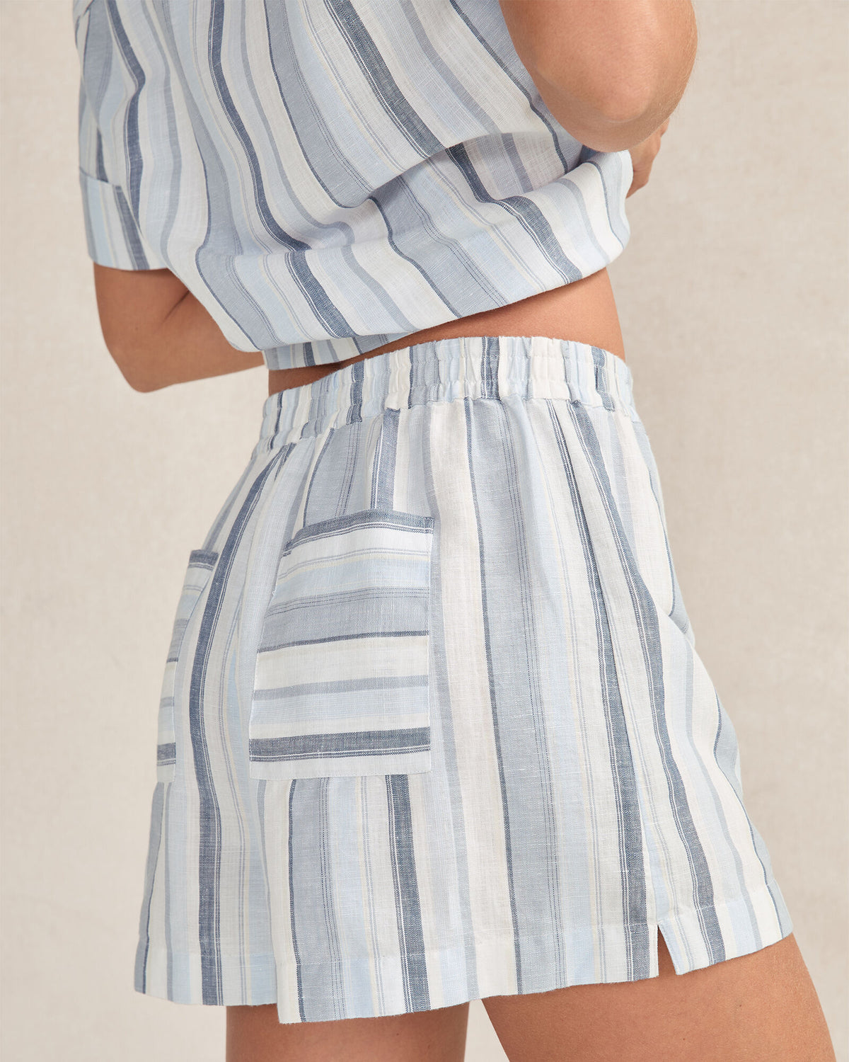 ORGANIC COTTON LINEN COASTAL STRIPE SLEEP SET
