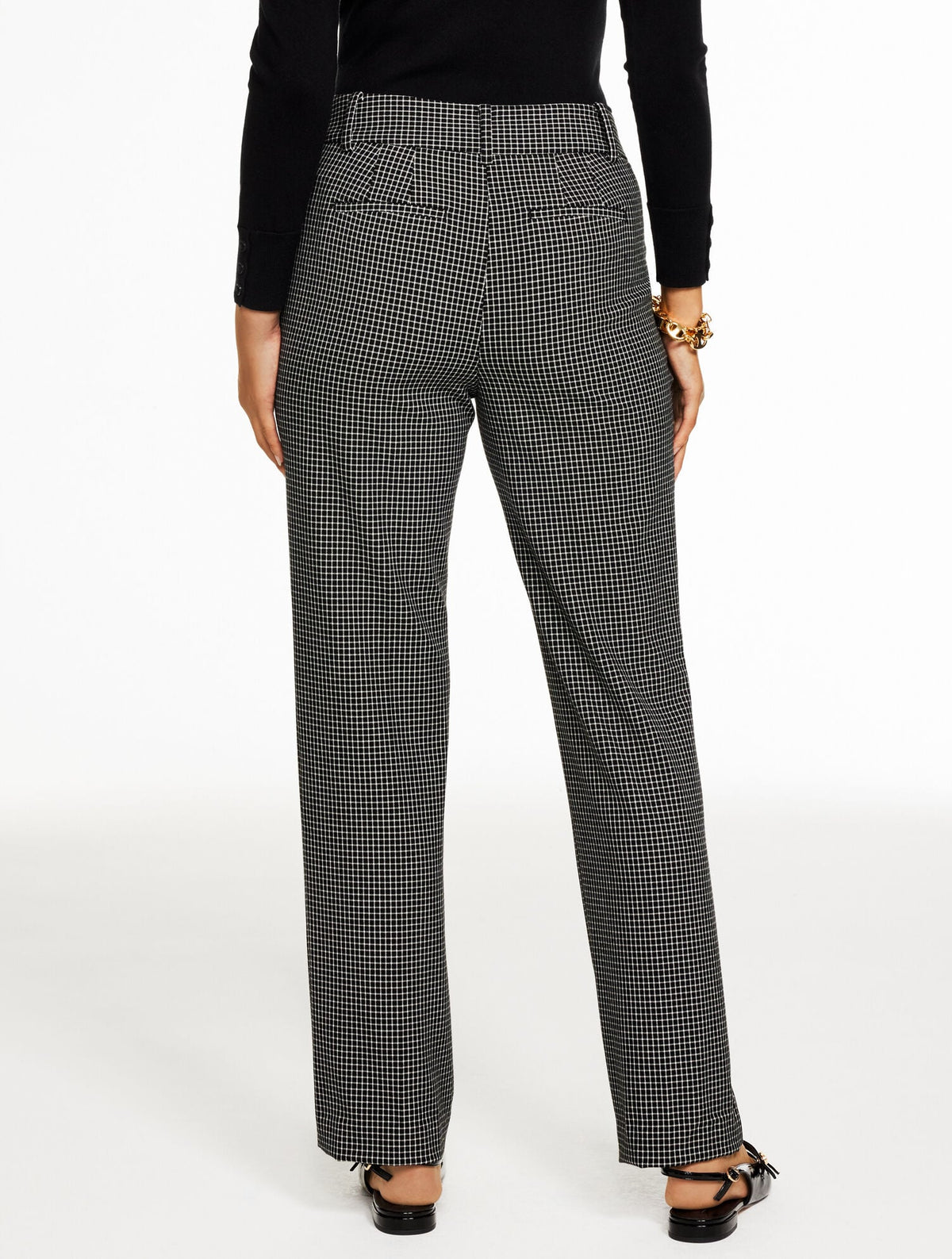TALBOTS SOUTHAMPTON TAILORED STRETCH STRAIGHT LEG PANTS - CLASSIC WINDOWPANE