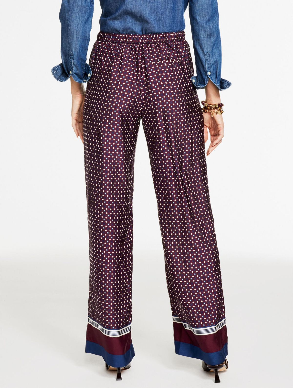 WIDE LEG PULL-ON PANTS - RADIANT BORDER