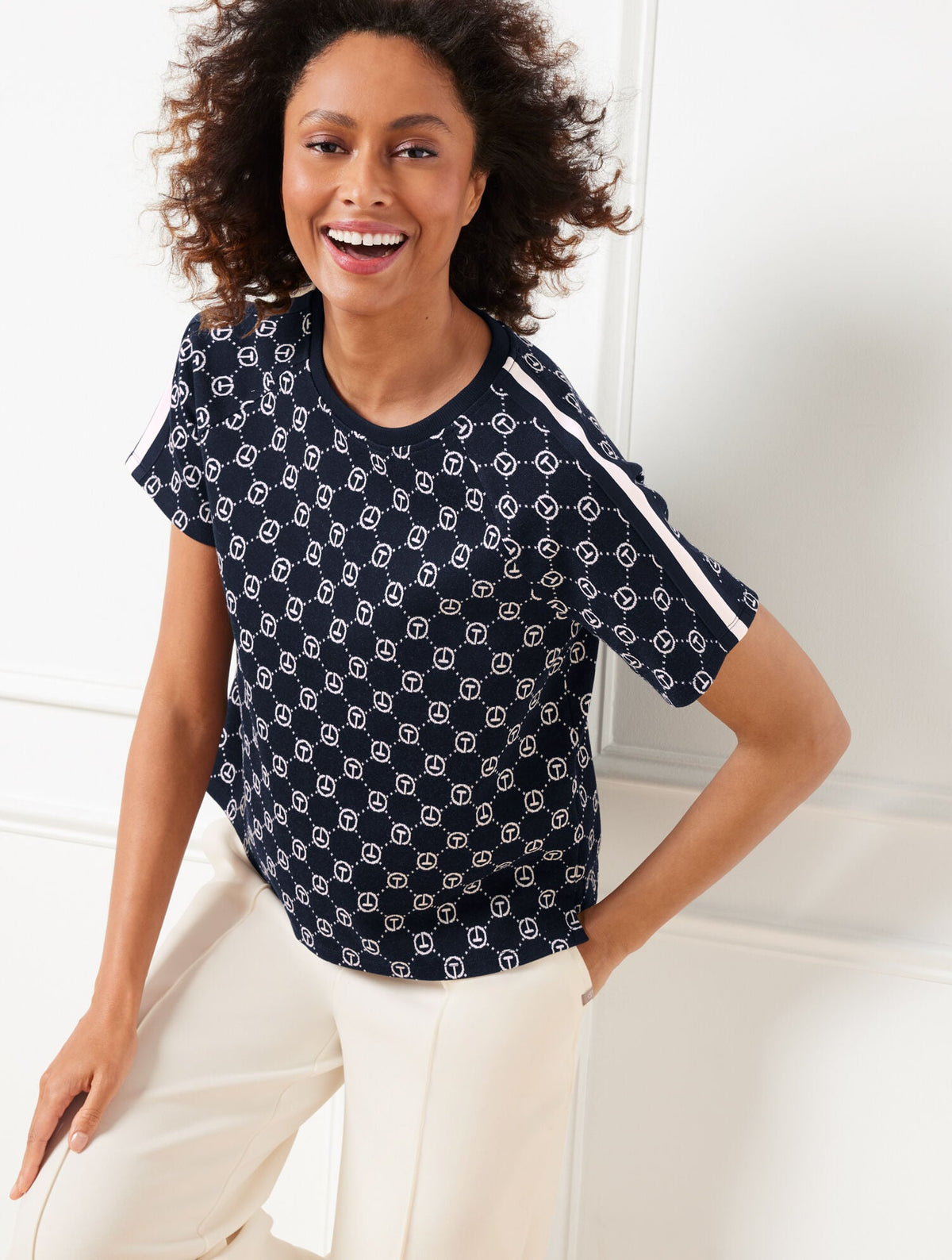 LOGO JACQUARD CREWNECK BOXY TEE