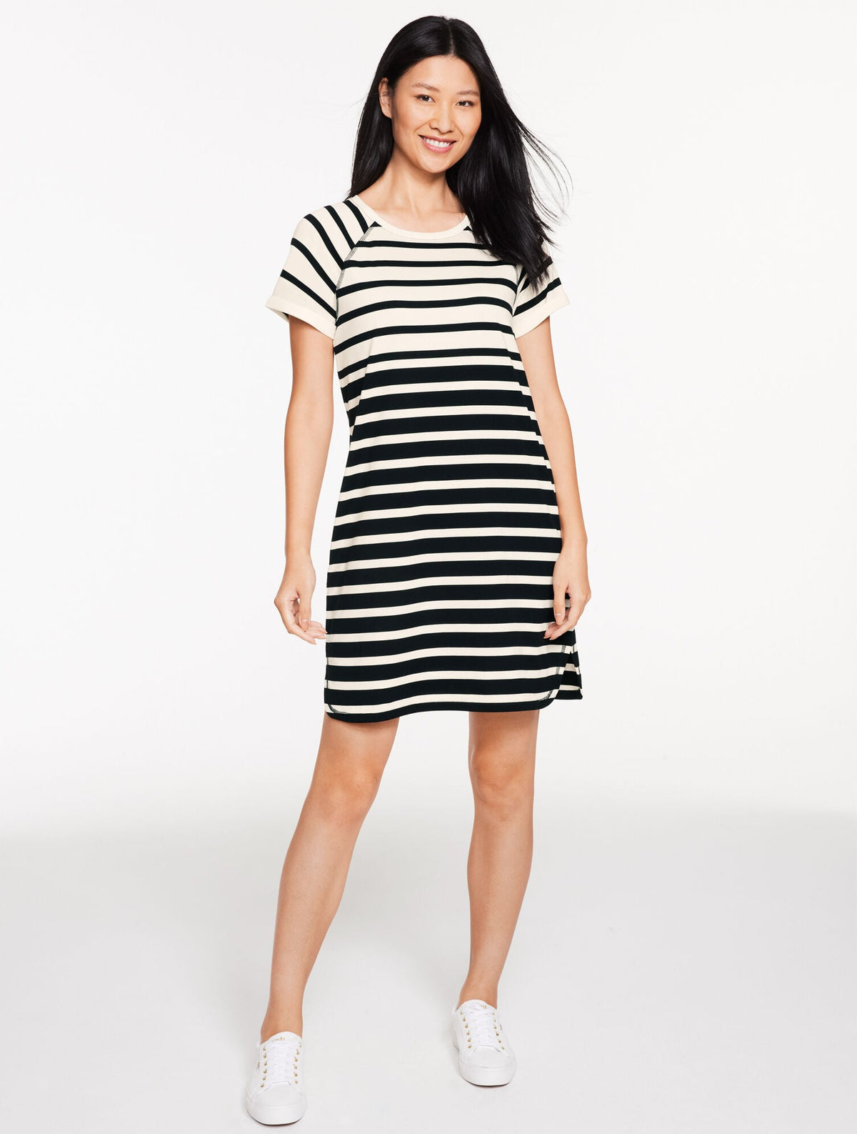 LUXE JERSEY RAGLAN T-SHIRT DRESS - THAMES STRIPE