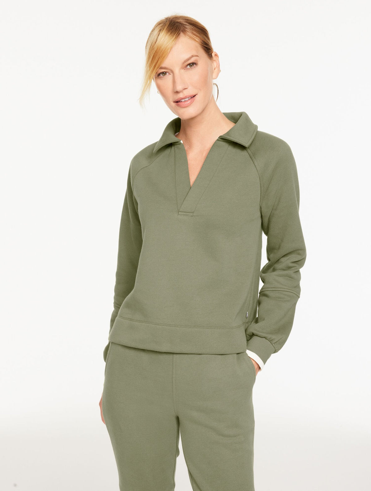 COZY FLEECE JOHNNY COLLAR PULLOVER