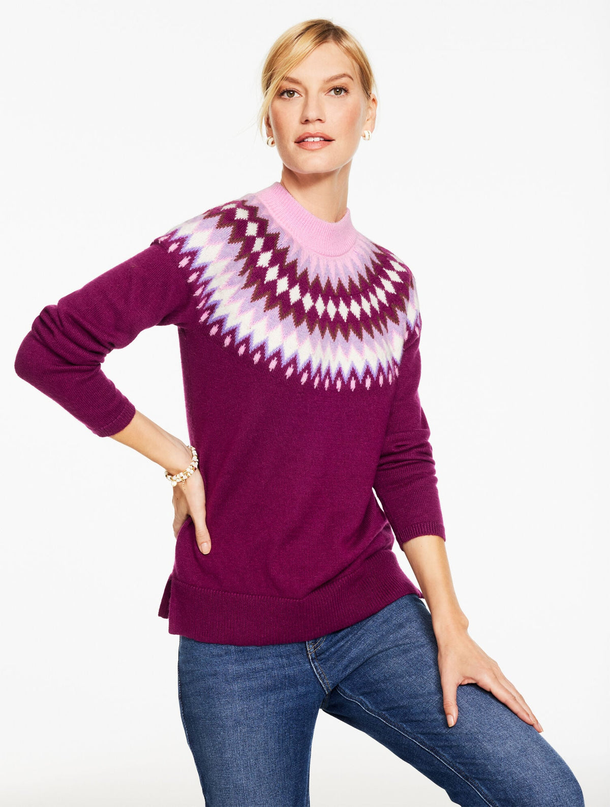 MOCKNECK PULLOVER - CHEVRON FAIR ISLE