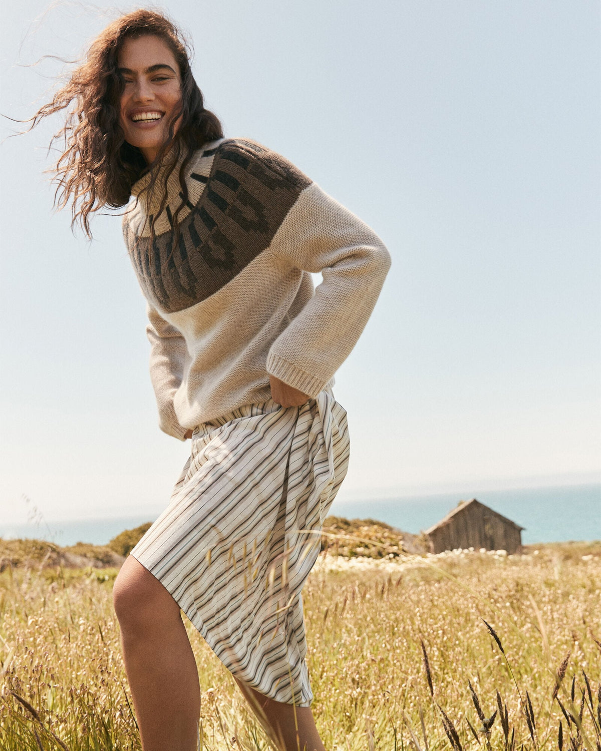 CASHMERE FAIRISLE MOCK NECK SWEATER