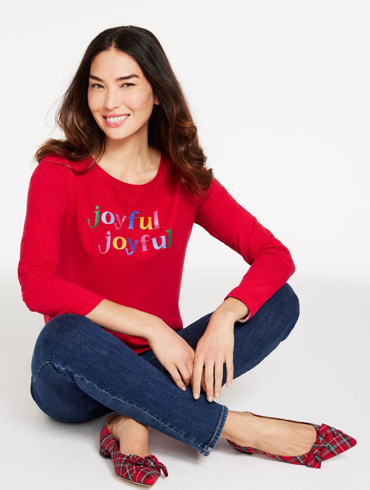 LONG SLEEVE CREWNECK TEE - JOYFUL