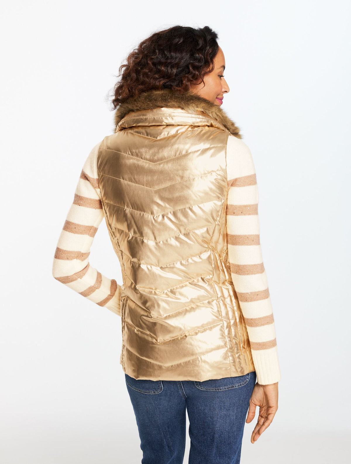 QUILTED PUFFER VEST - METALLIC