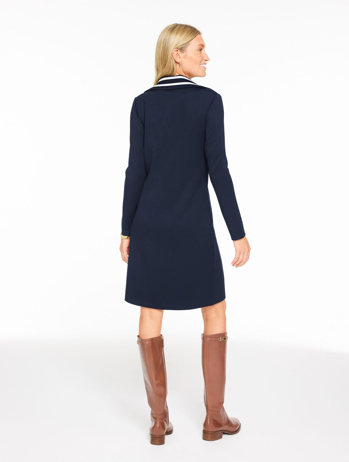 JOHNNY COLLAR KNIT SHIFT DRESS