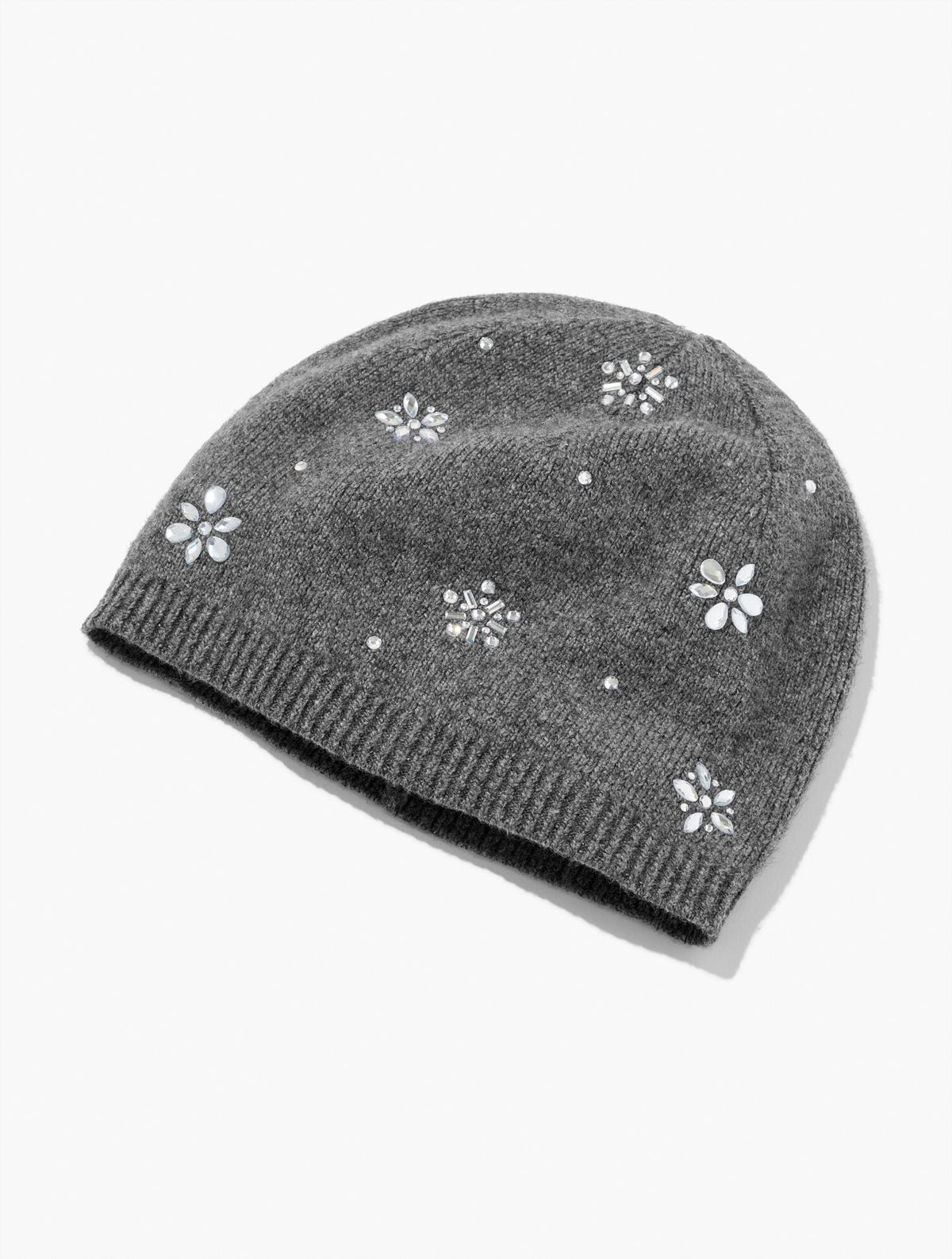SNOWFLAKE EMBELLISHED SOFT KNIT BEANIE