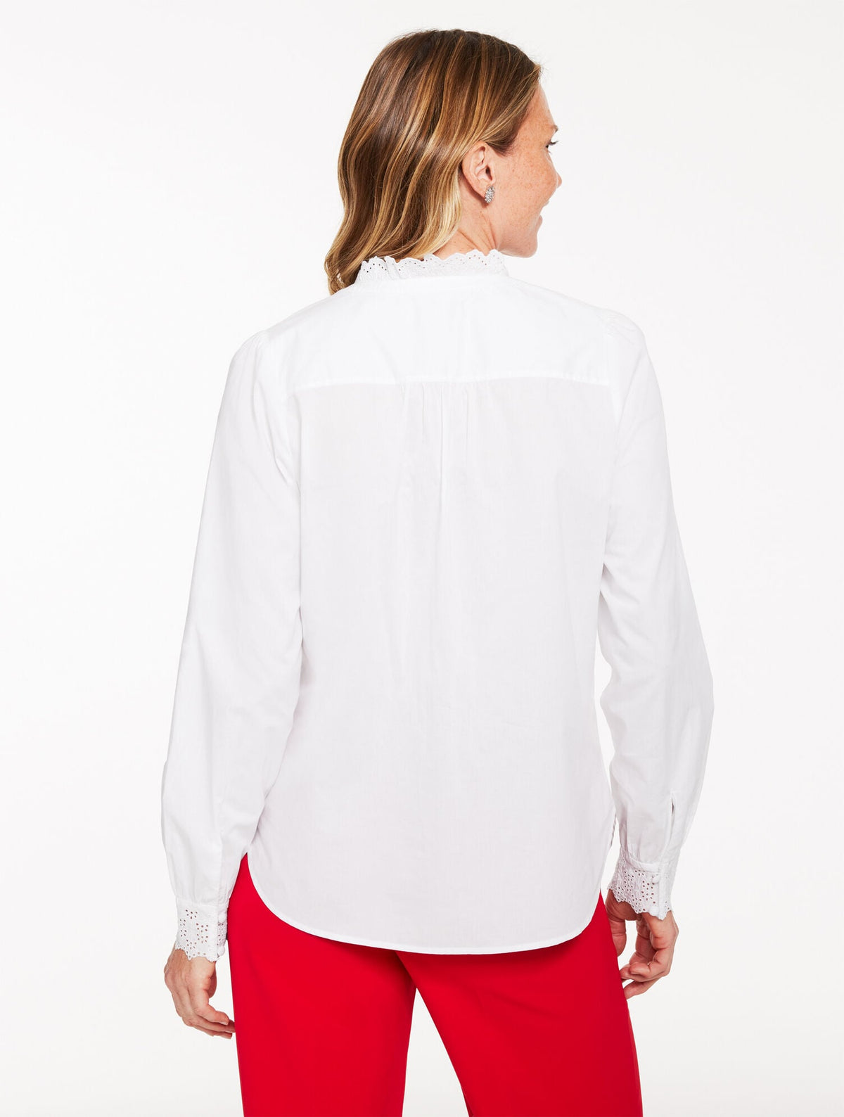 EMBELLISHED EYELET POPLIN TOP