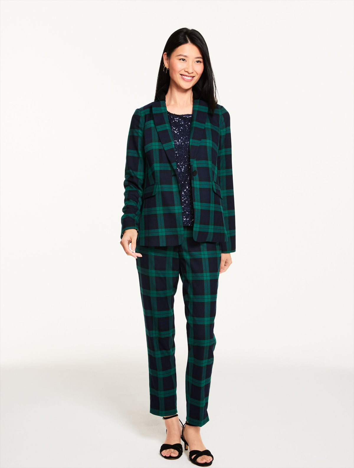 TALBOTS HAMPSHIRE STRAIGHT ANKLE PANTS - DASHING TARTAN