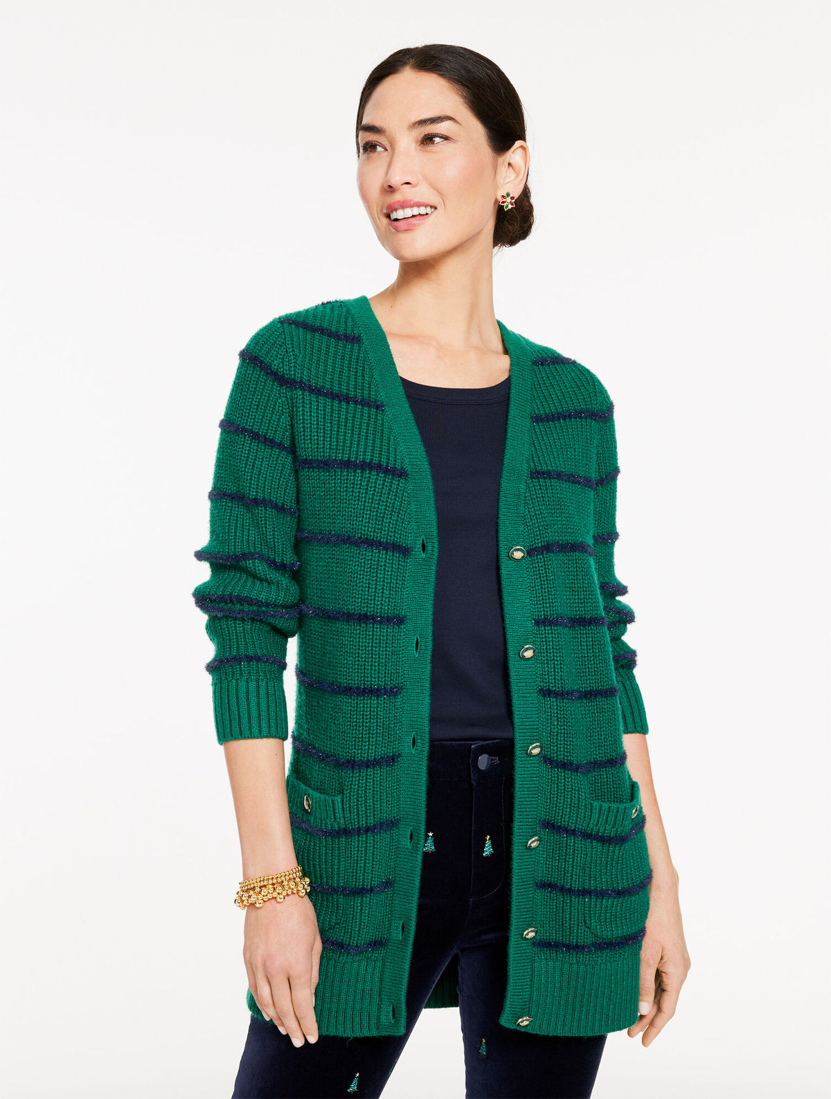 V-NECK CARDIGAN - JOLLY STRIPE