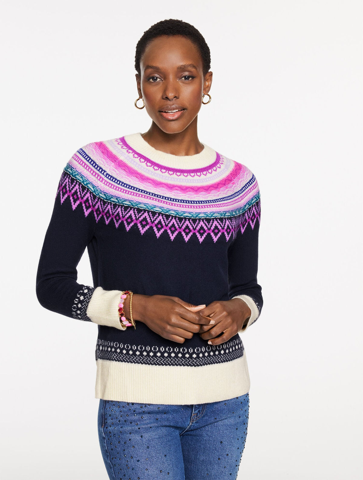 CREWNECK SWEATER - FLOAT FAIR ISLE YOKE
