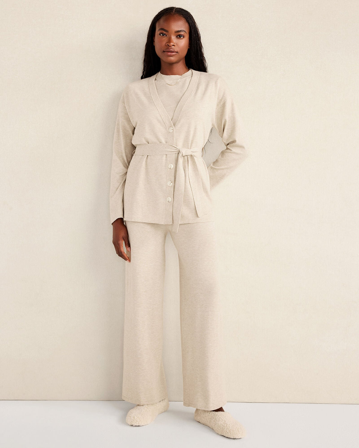 RELAXED JERSEY WIDE LEG PANTS
