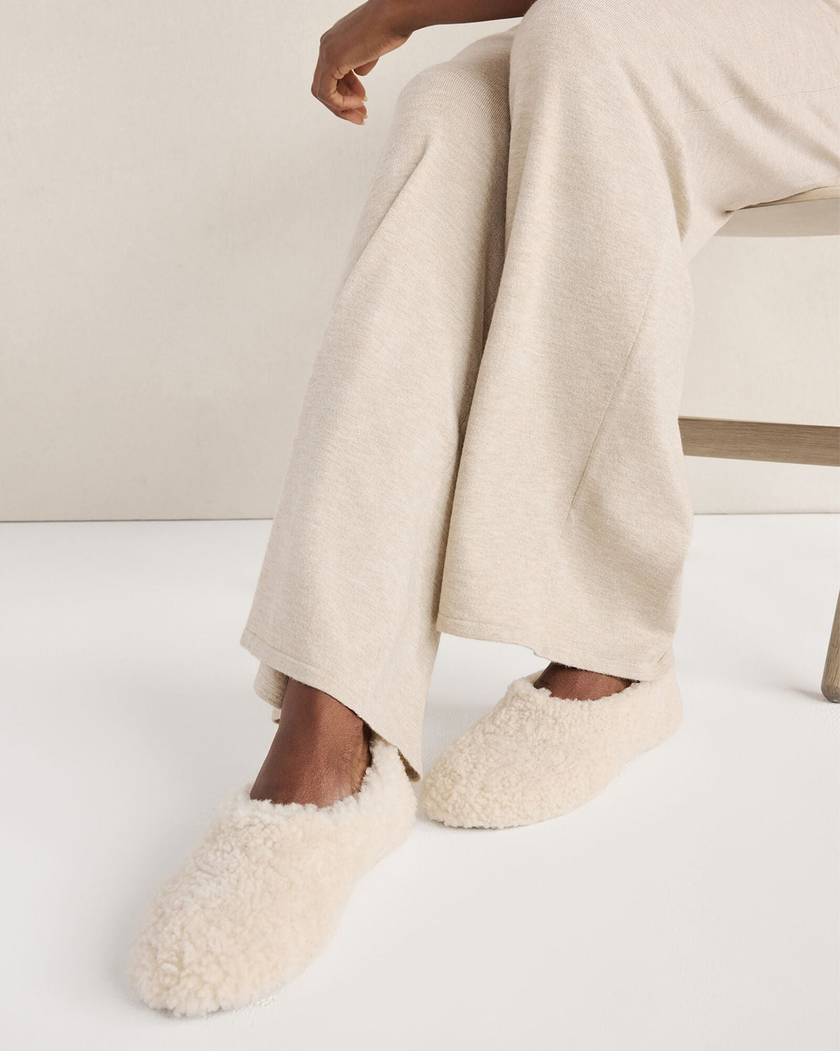 SHEARLING AND SUEDE SLIPPERS