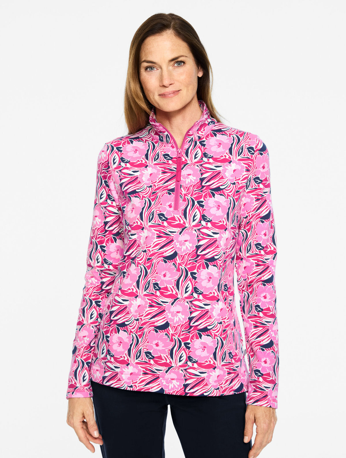 COZY CLOUD HALF-ZIP PULLOVER - DANCING FLORAL