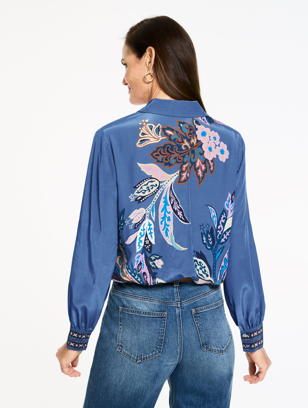BUTTON FRONT SOFT SHIRT - INTRICATE JACOBEAN
