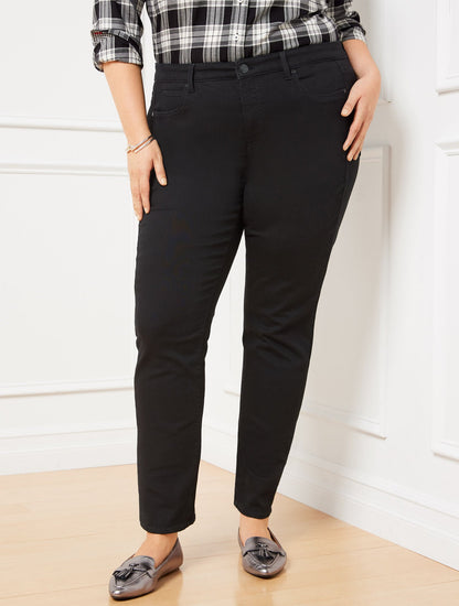 PLUS SIZE HIGH-WAIST STRAIGHT-LEG JEANS - BLACK